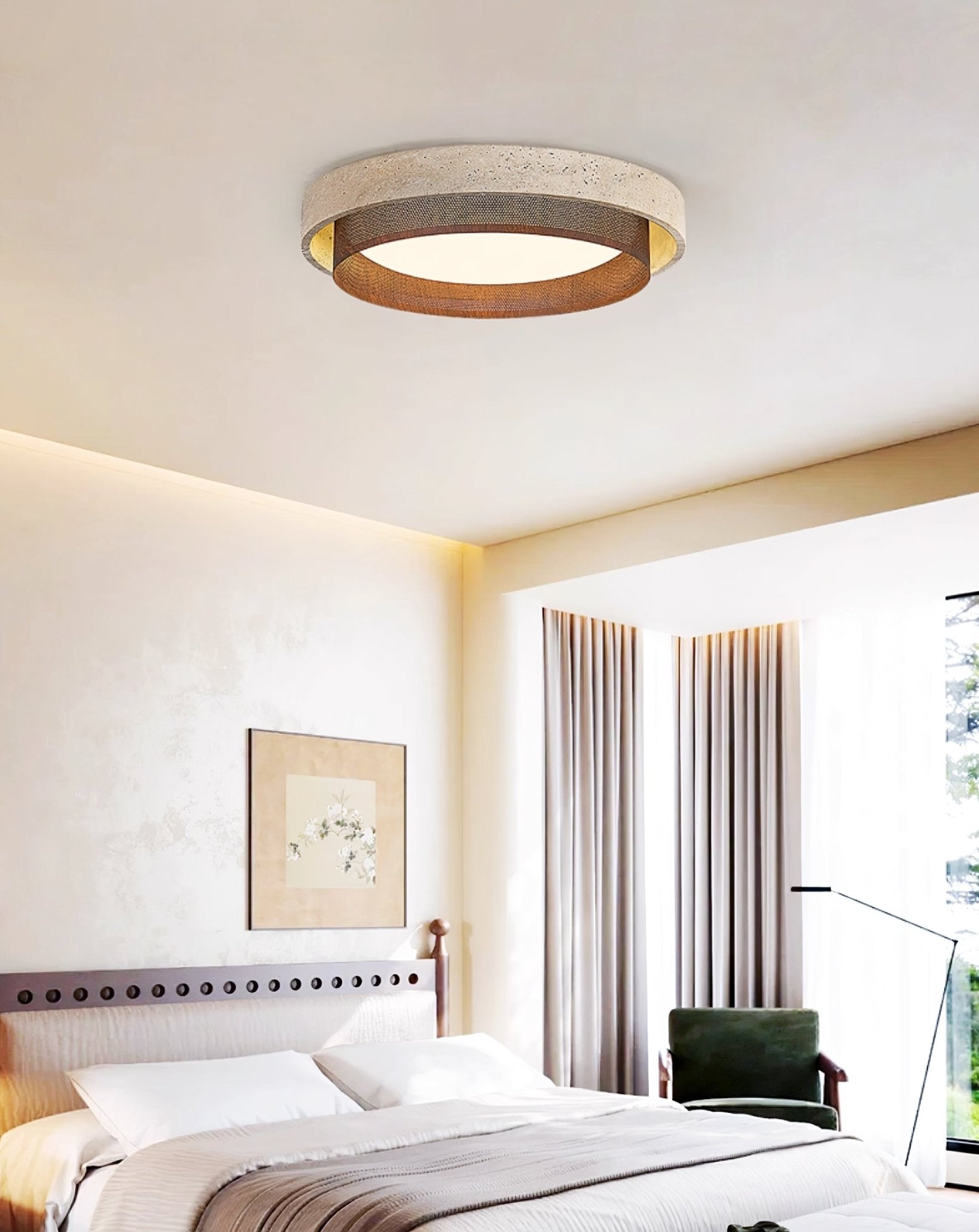 Plafonnier moderne Carlo en Travertin jaune et blanc
