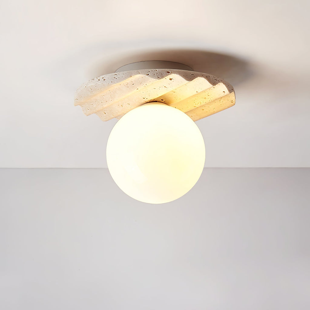 Plafonnier moderne Odell en Travertin jaune et blanc