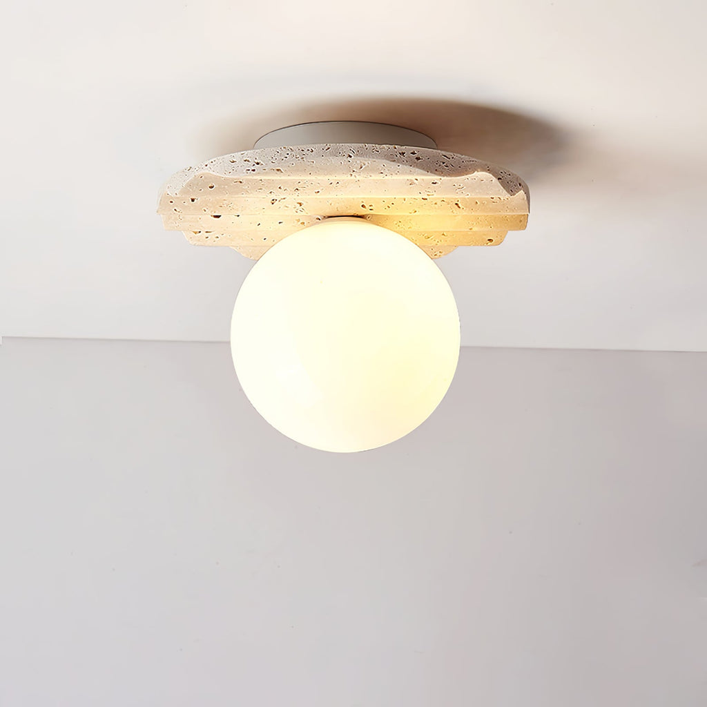 Plafonnier moderne Odell en Travertin jaune et blanc