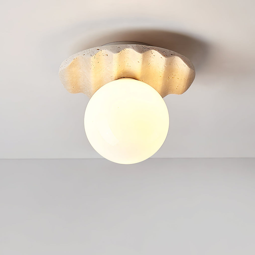 Plafonnier moderne Odell en Travertin jaune et blanc