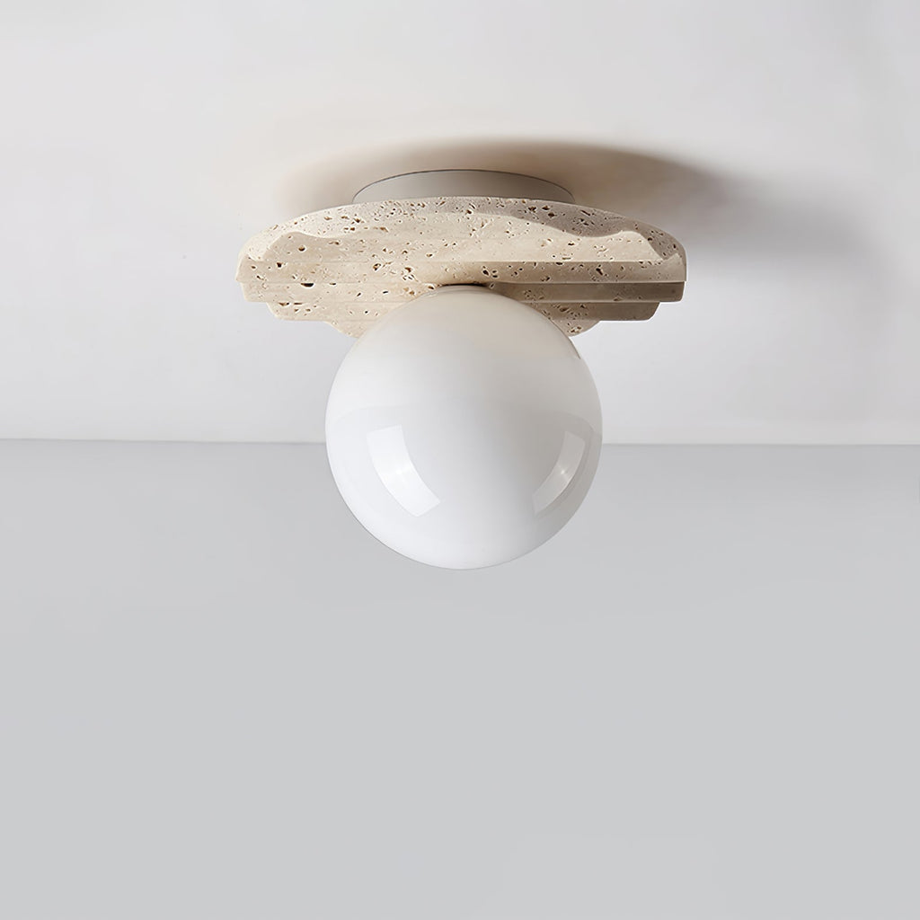 Plafonnier moderne Odell en Travertin jaune et blanc