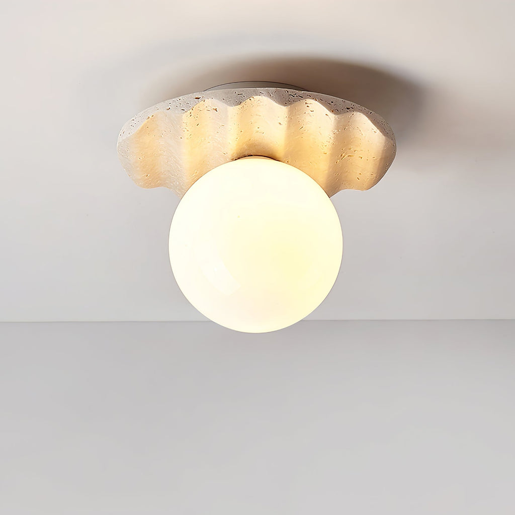 Plafonnier moderne Odell en Travertin jaune et blanc