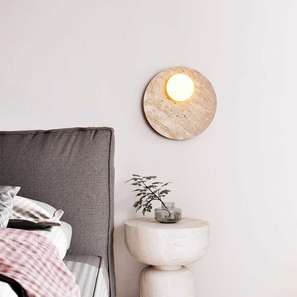 Applique murale moderne Alvid en Travertin jaune et blanc