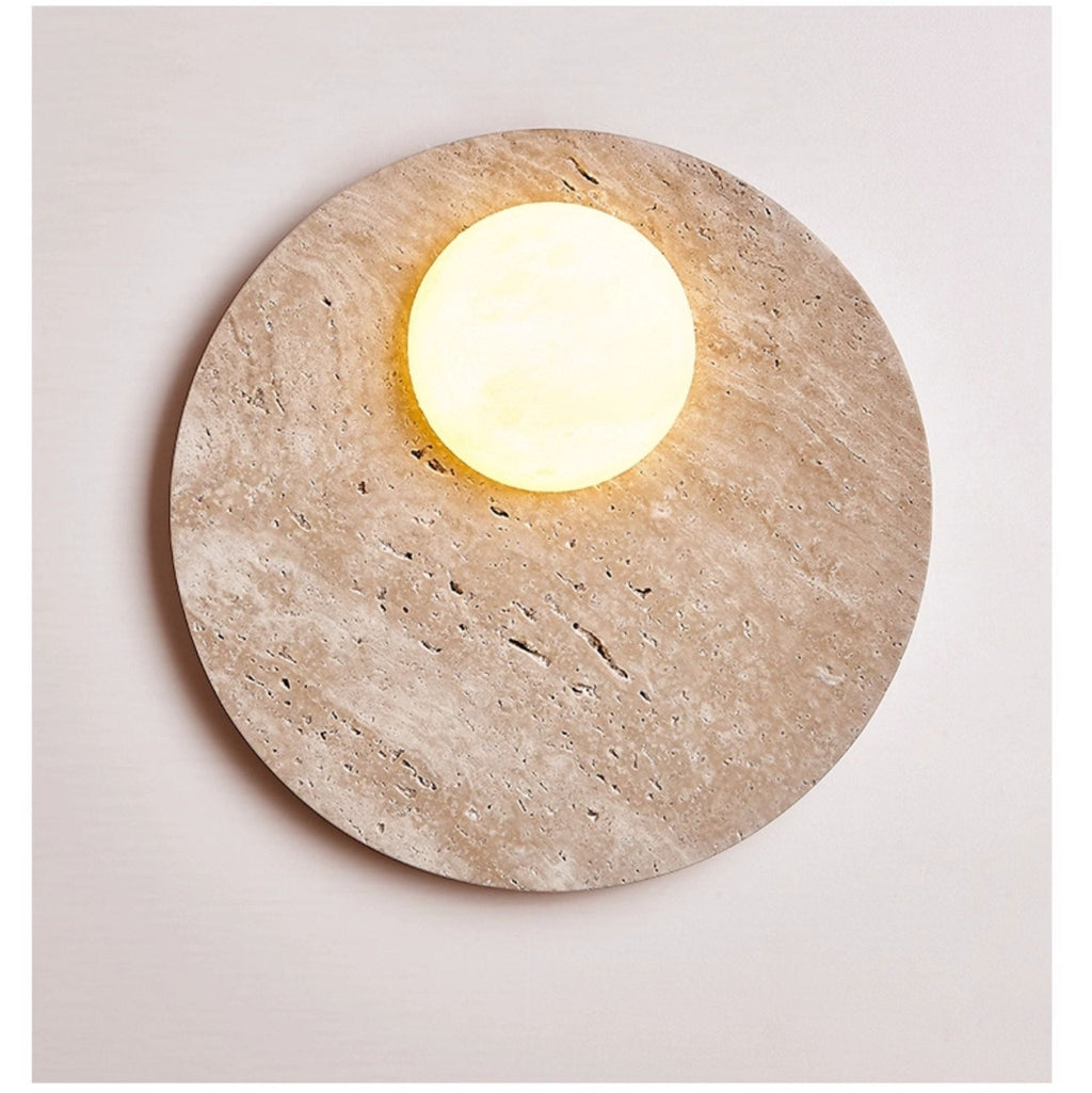 Applique murale moderne Alvid en Travertin jaune et blanc