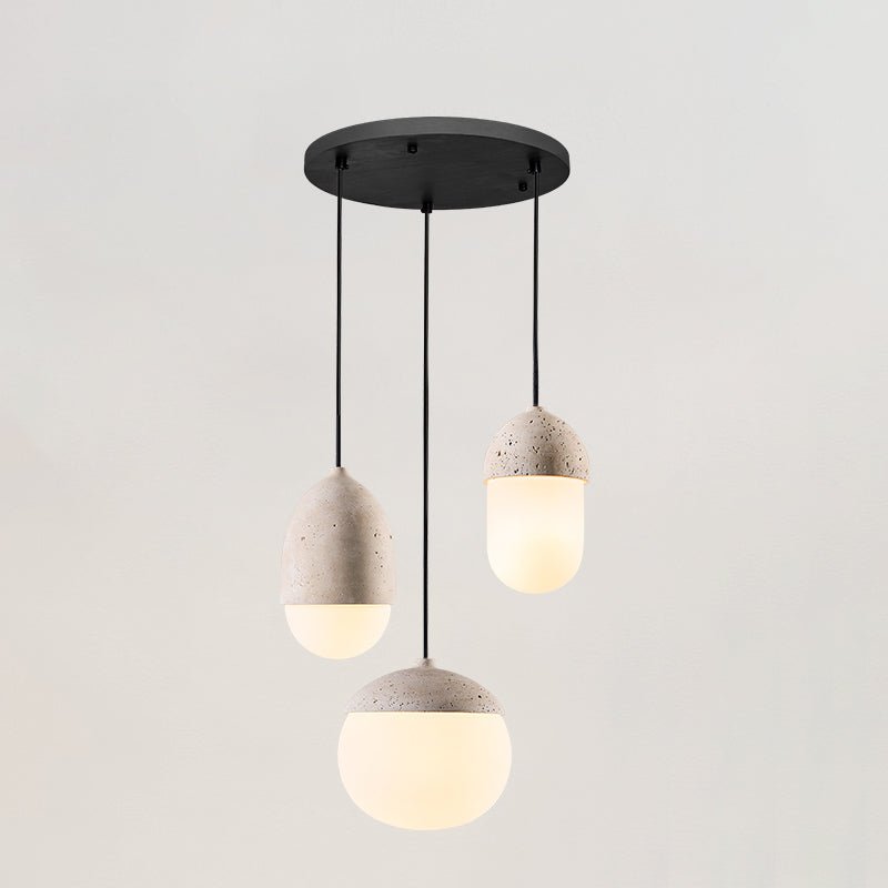 Suspension moderne Ainamo en Travertin jaune et blanc