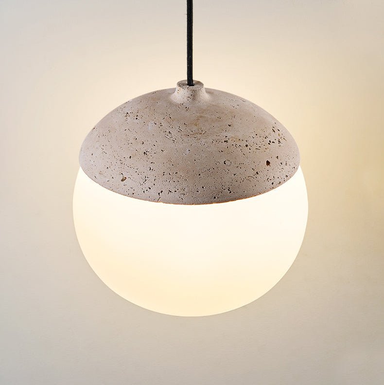Suspension moderne Ainamo en Travertin jaune et blanc
