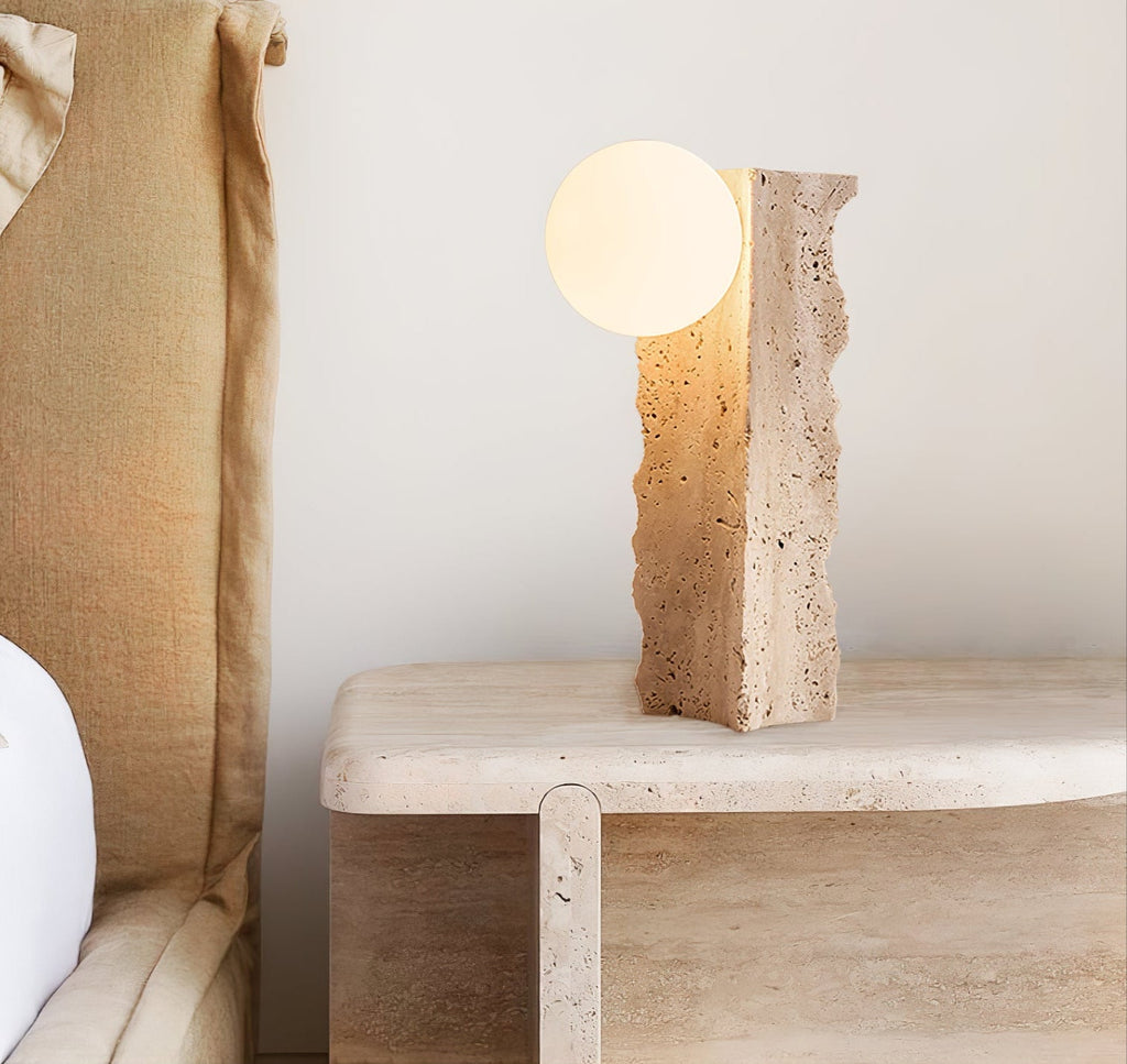 Lampe à poser moderne Ainamo en Travertin jaune