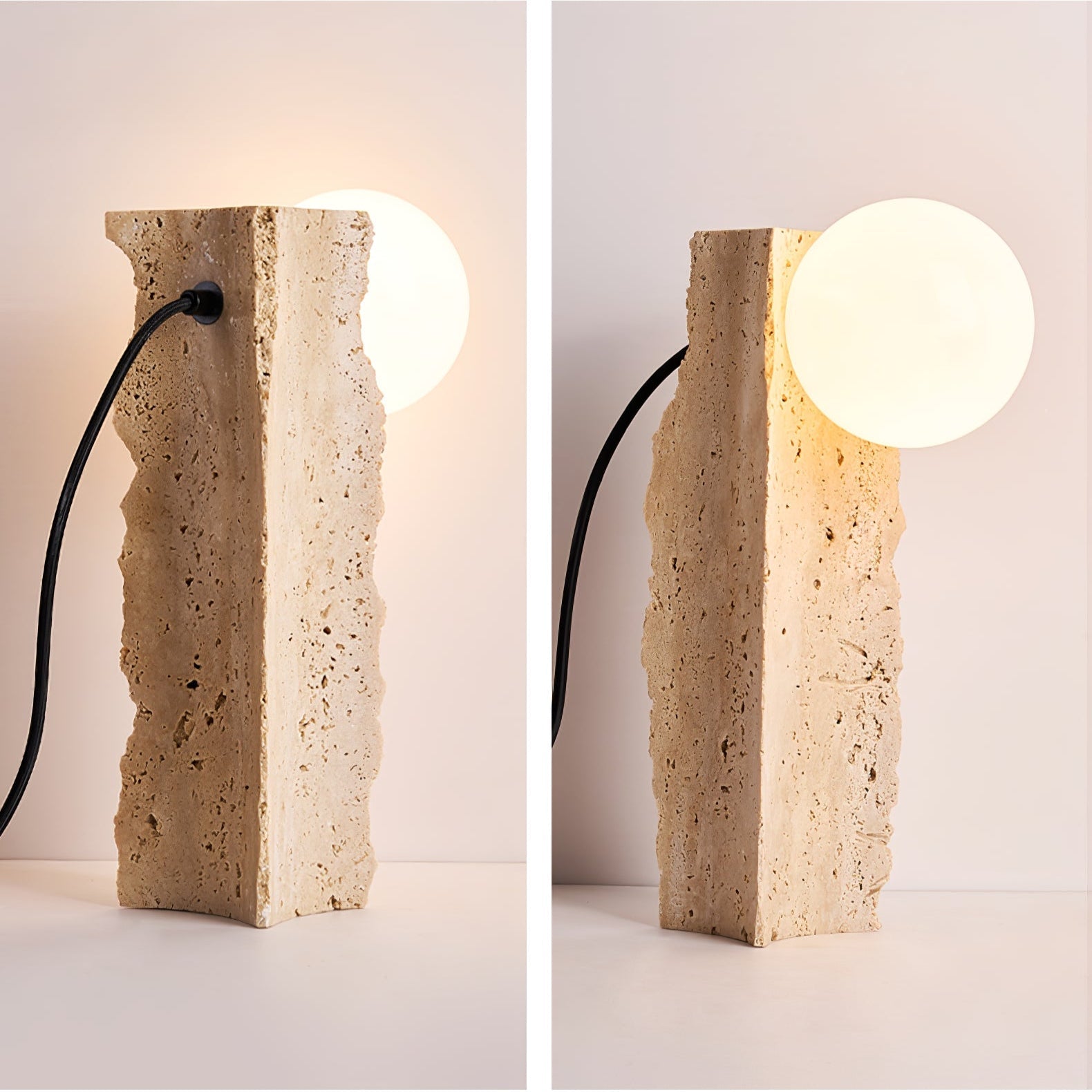 Lampe à poser moderne Ainamo en Travertin jaune