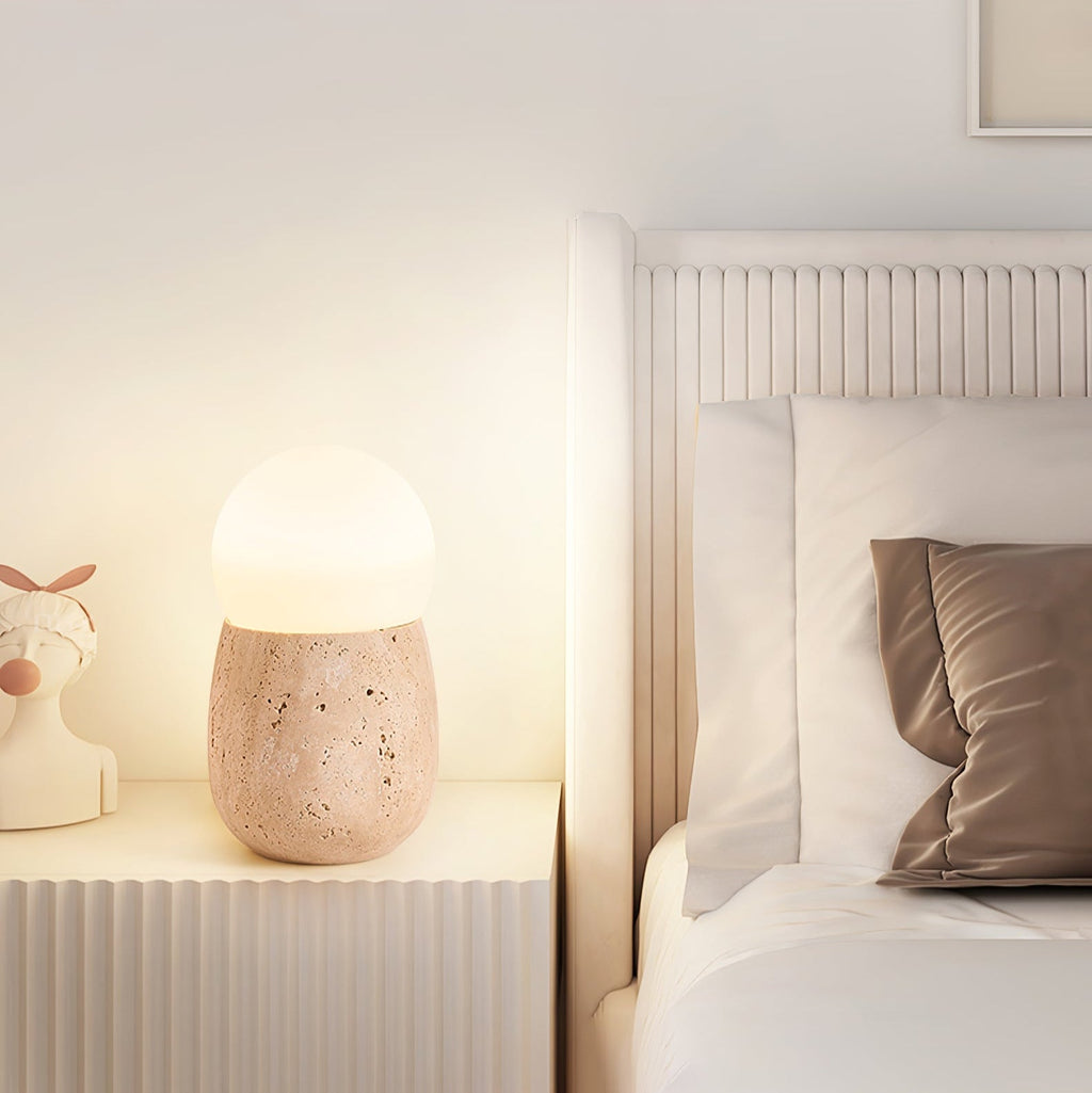Lampe à poser moderne Ainamo en Travertin jaune et blanc