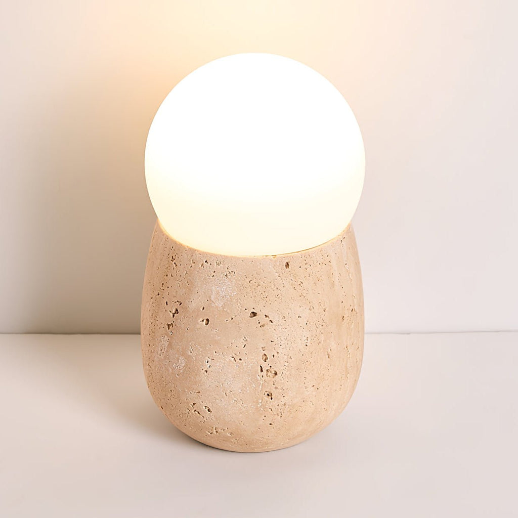 Lampe à poser moderne Ainamo en Travertin jaune et blanc
