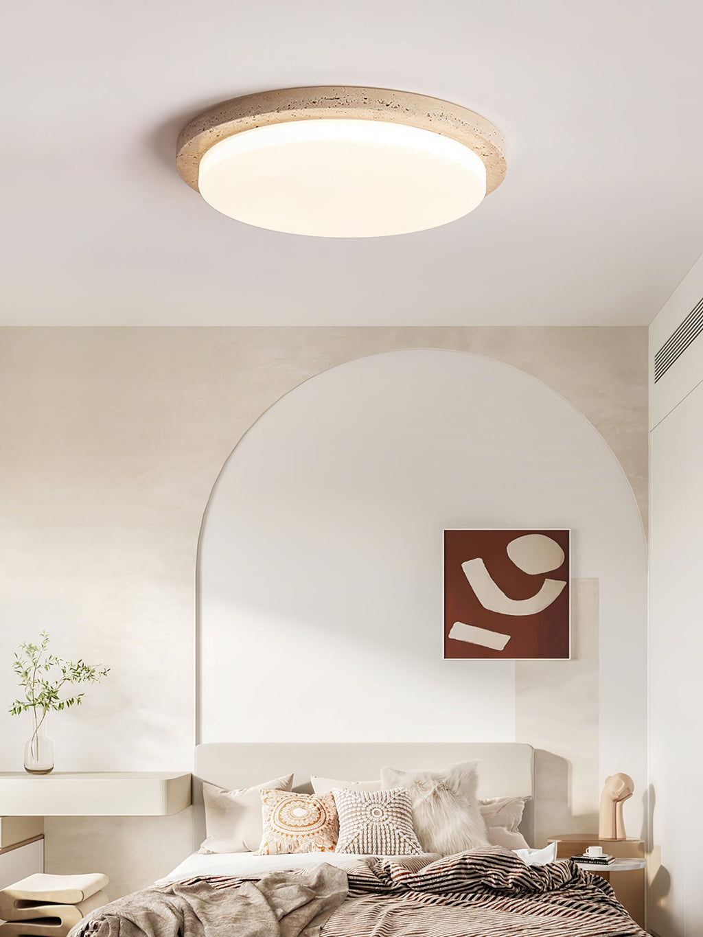 Plafonnier moderne Nidaros en Travertin jaune et blanc