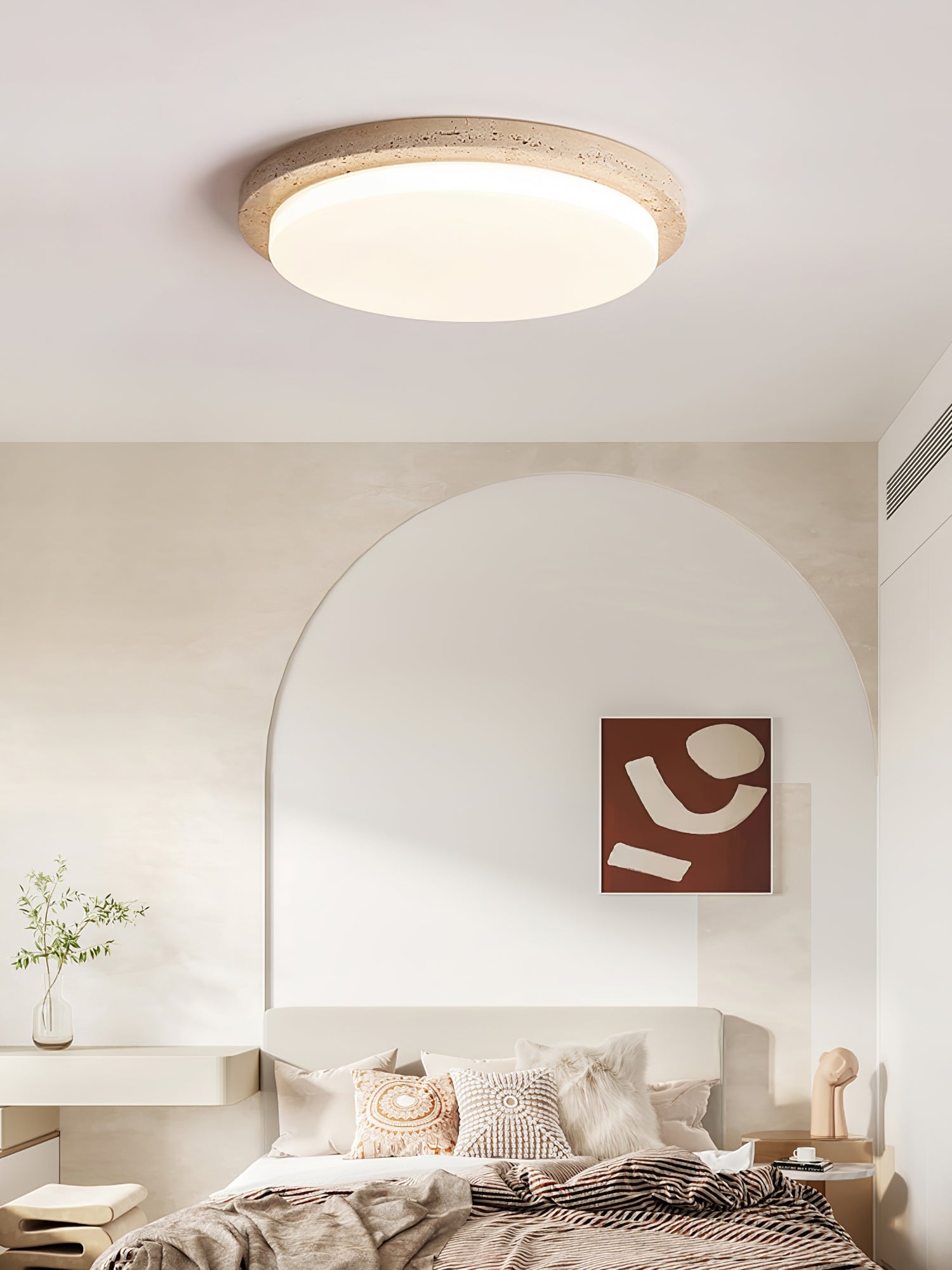 Plafonnier moderne Nidaros en Travertin jaune et blanc