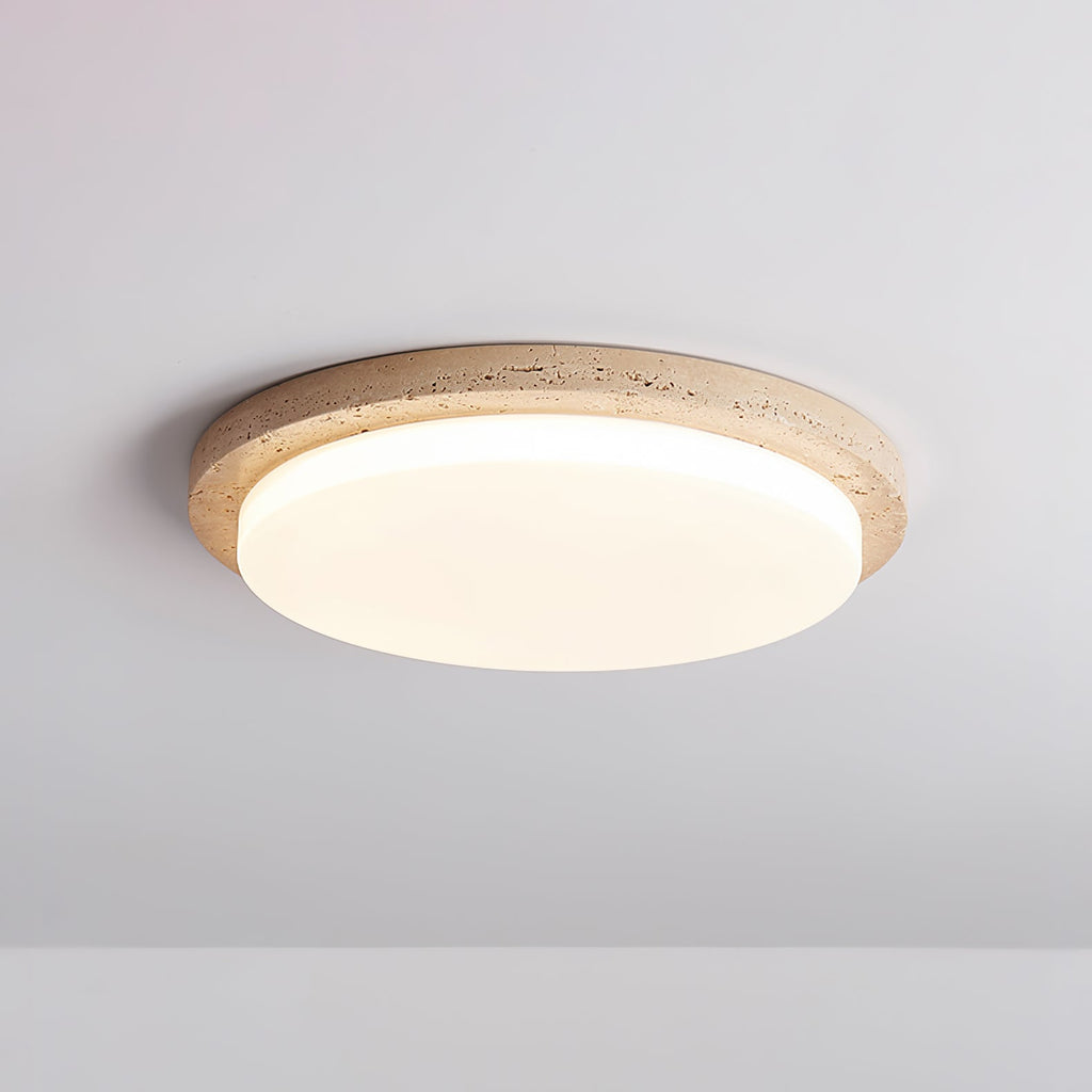 Plafonnier moderne Nidaros en Travertin jaune et blanc