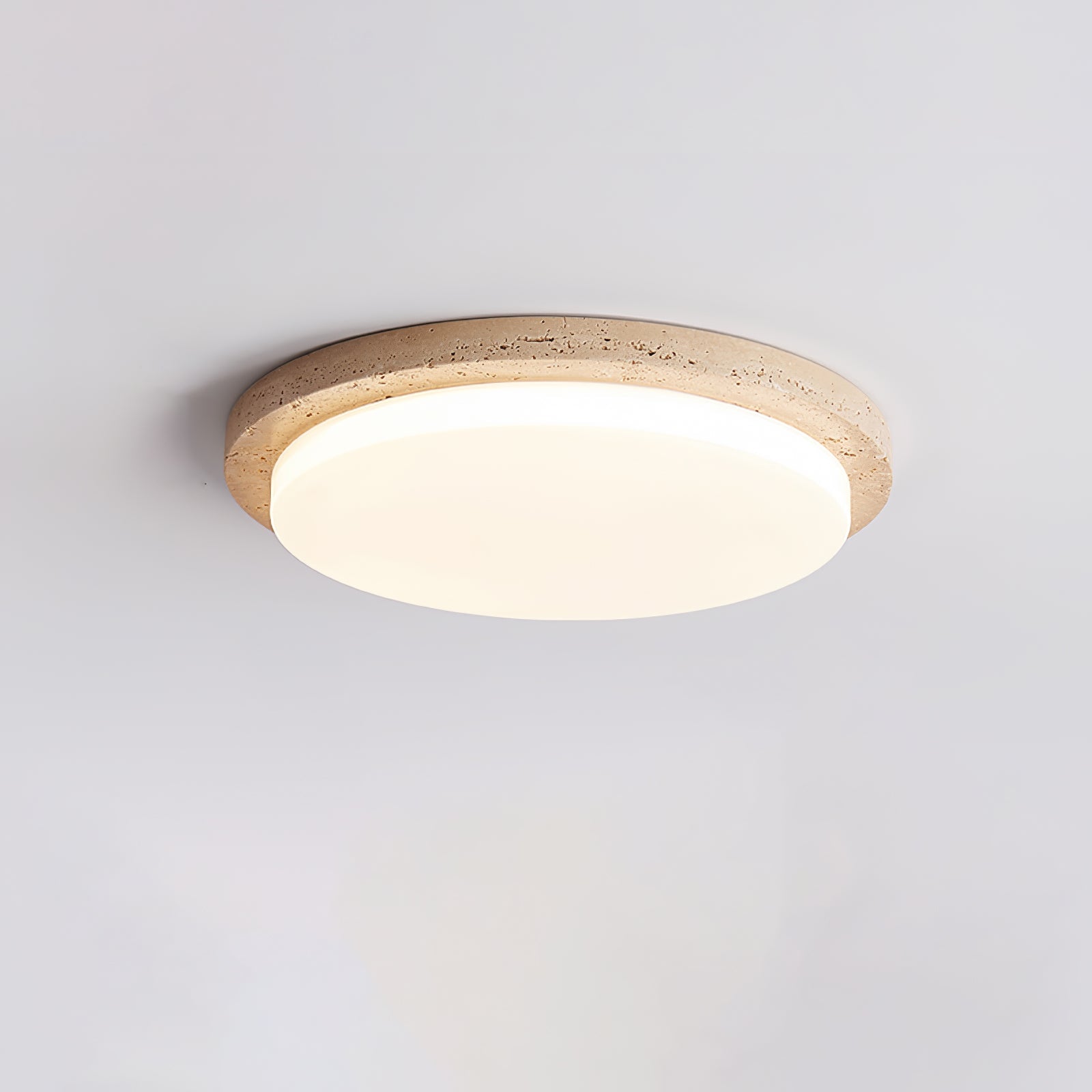 Plafonnier moderne Nidaros en Travertin jaune et blanc
