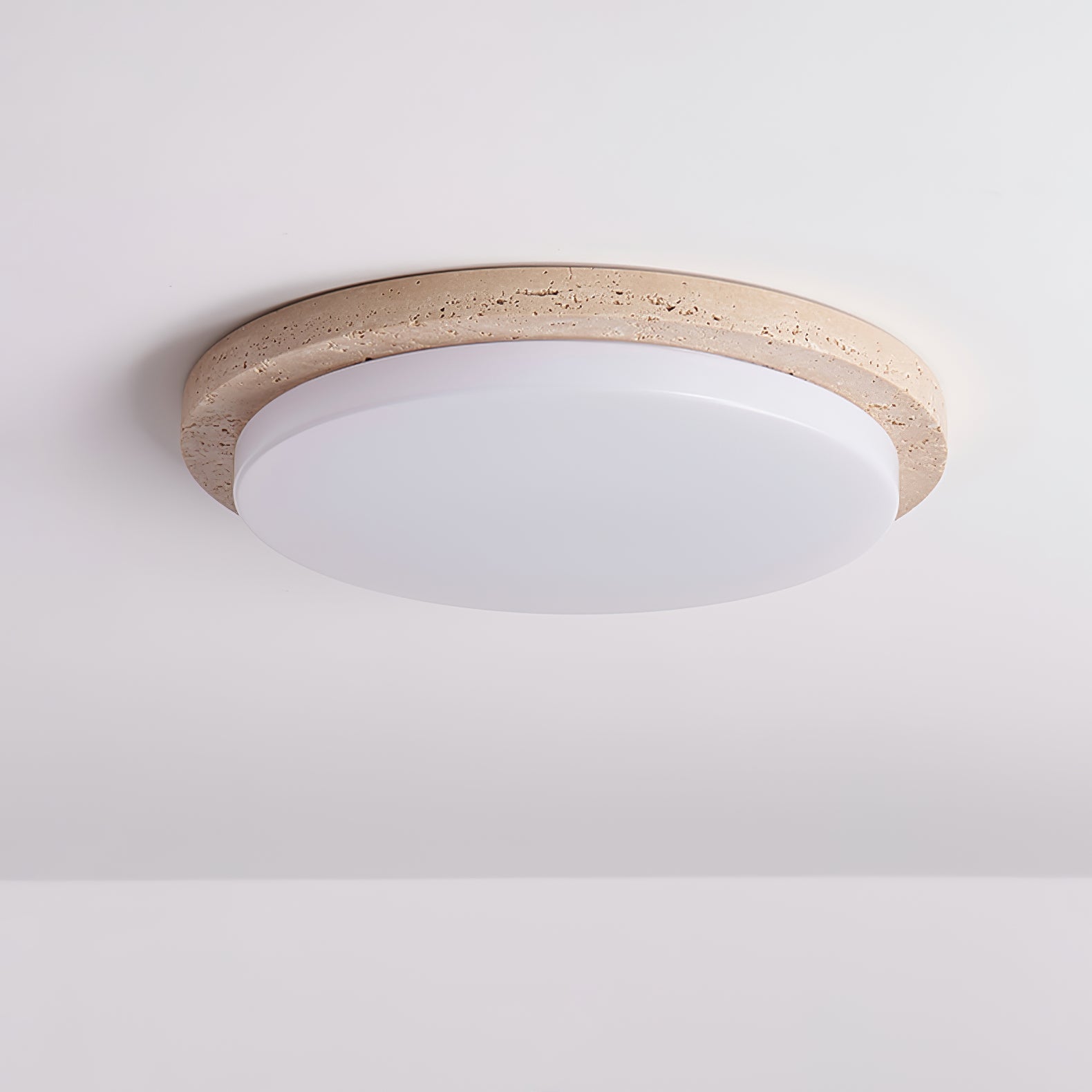 Plafonnier moderne Nidaros en Travertin jaune et blanc