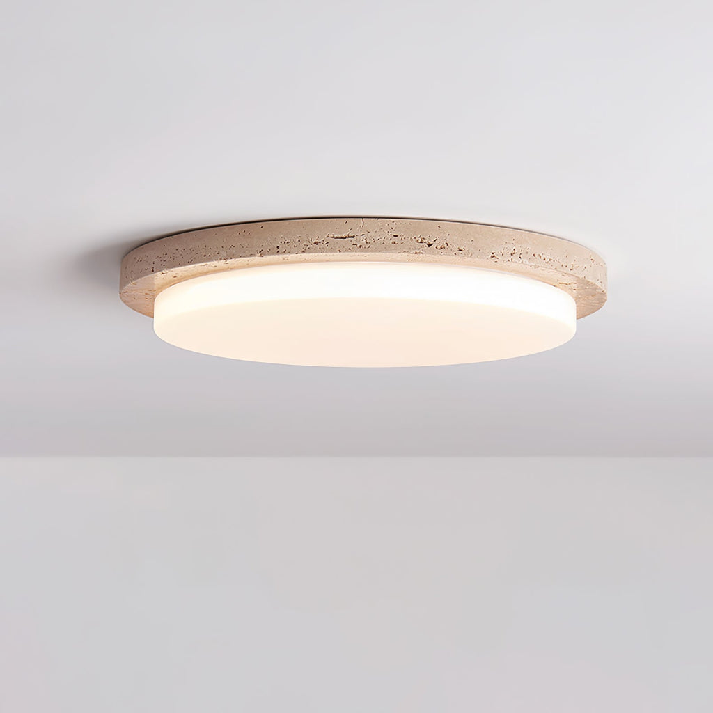 Plafonnier moderne Nidaros en Travertin jaune et blanc