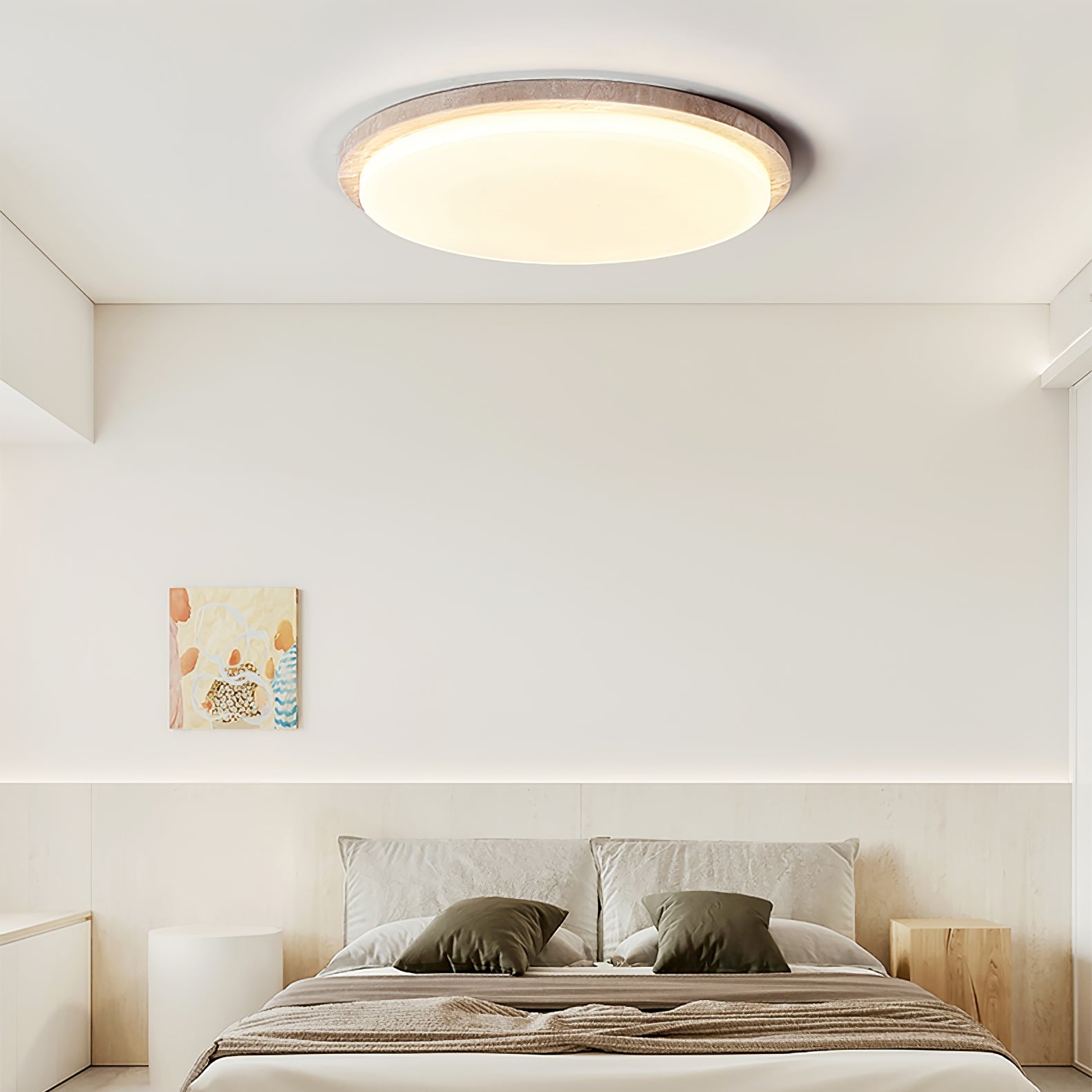 Plafonnier moderne Nidaros en Travertin jaune et blanc
