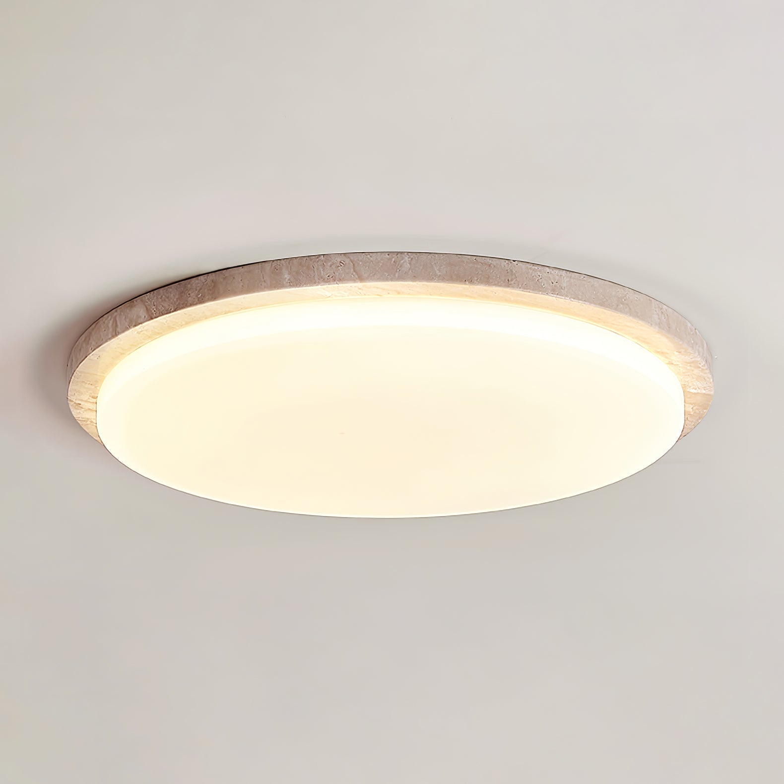 Plafonnier moderne Nidaros en Travertin jaune et blanc