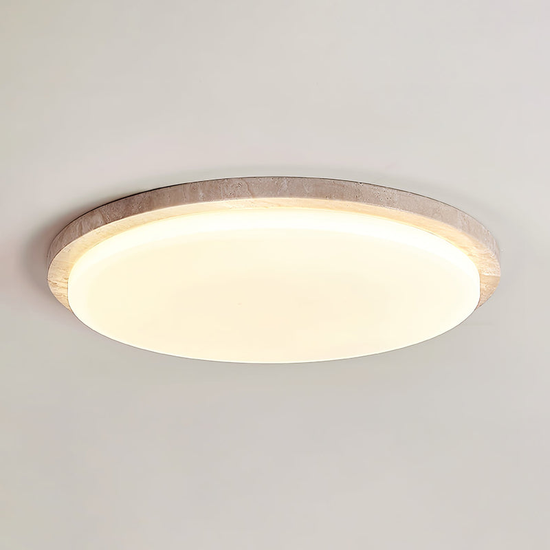 Nidaros Modern Flush Mount Ceiling Light in Yellow Travertine & White