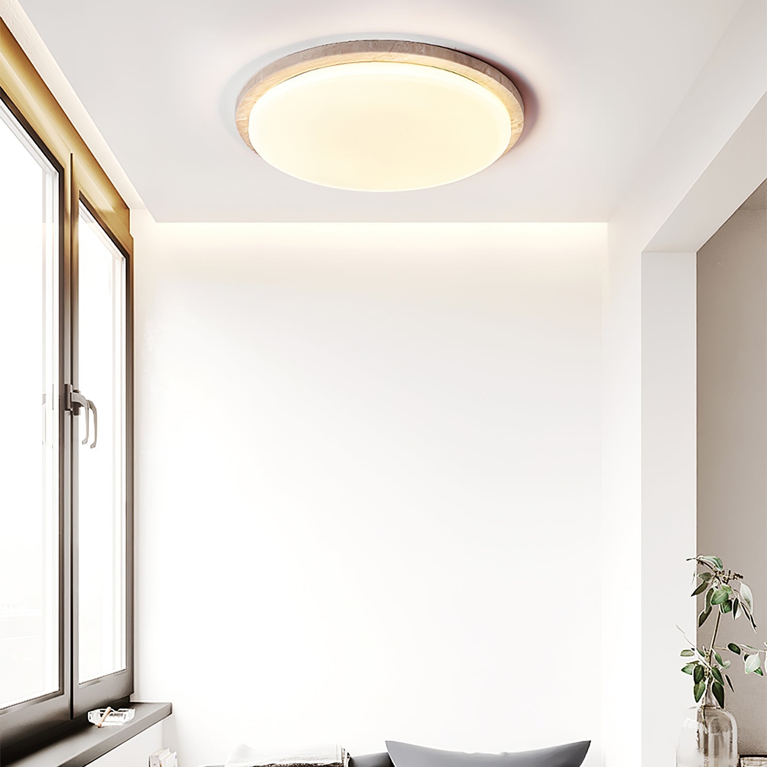 Plafonnier moderne Nidaros en Travertin jaune et blanc