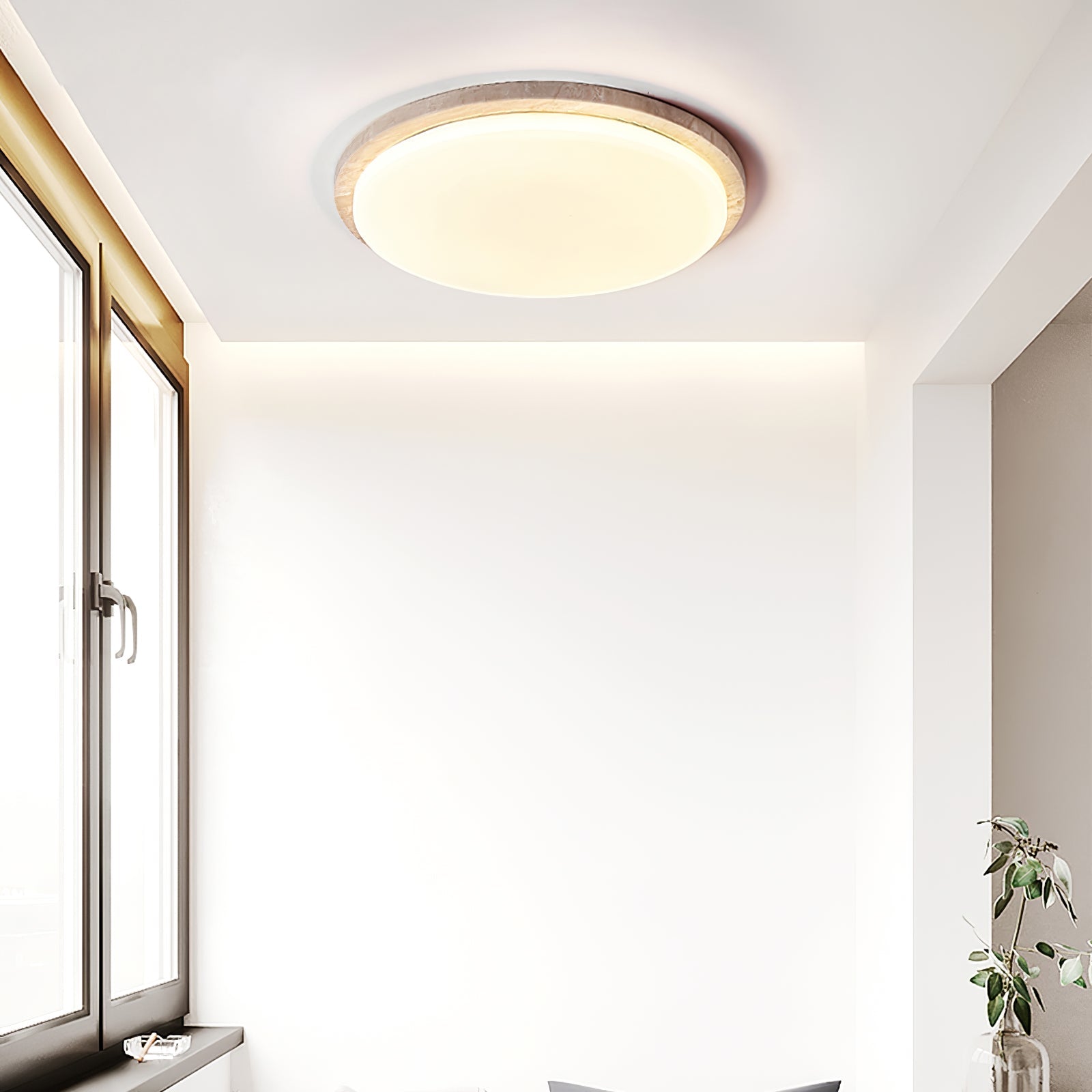 Plafonnier moderne Nidaros en Travertin jaune et blanc