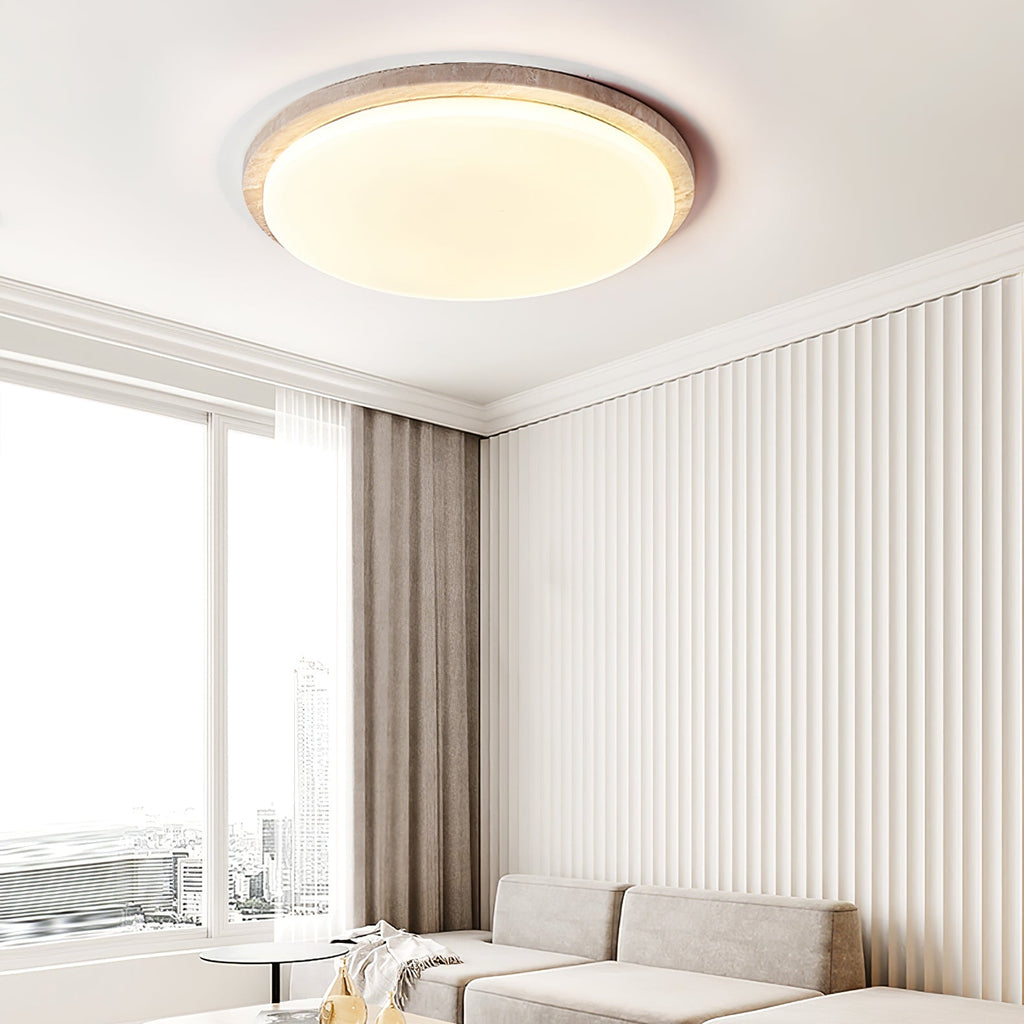 Plafonnier moderne Nidaros en Travertin jaune et blanc
