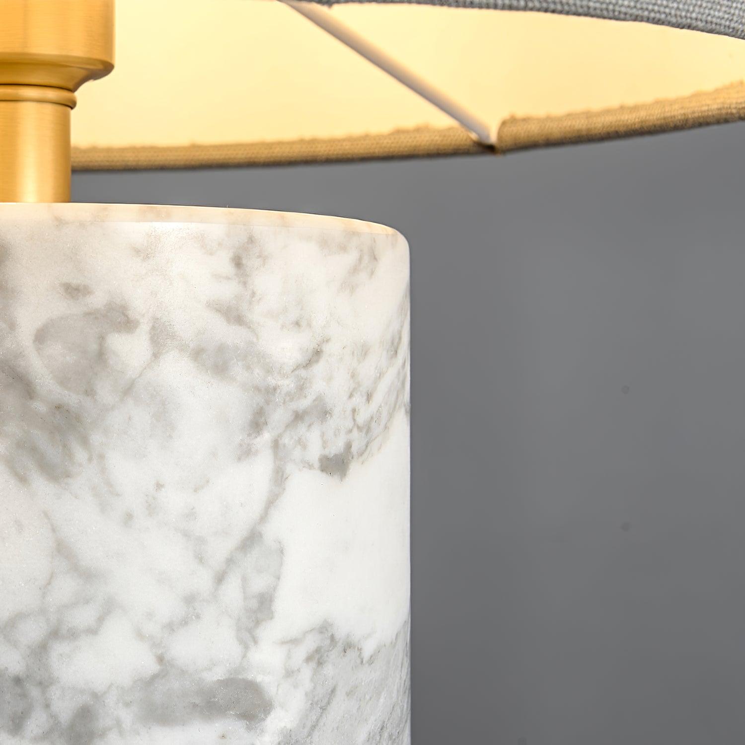 Lampe à poser moderne Nidaros en Vert marbre et blanc abat-jour