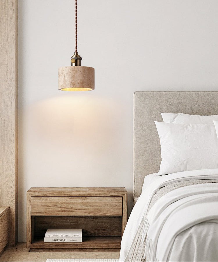 Suspension moderne Zed en Travertin jaune