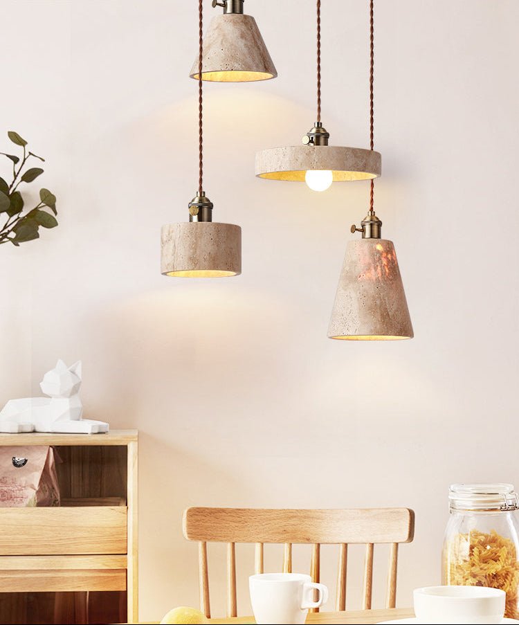 Suspension moderne Zed en Travertin jaune