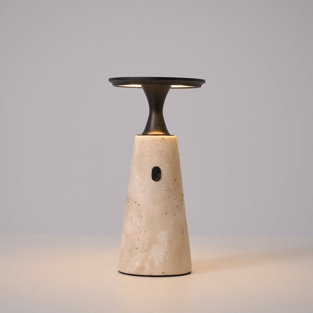 Lampe à poser moderne Toralv en Travertin jaune et noir
