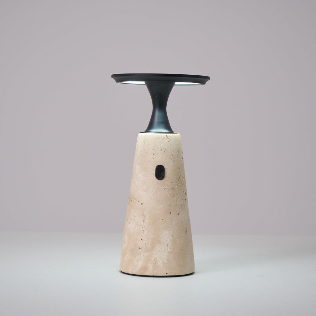 Lampe à poser moderne Toralv en Travertin jaune et noir