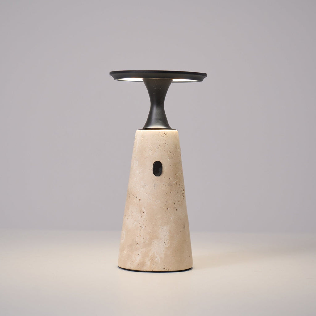 Lampe à poser moderne Toralv en Travertin jaune et noir