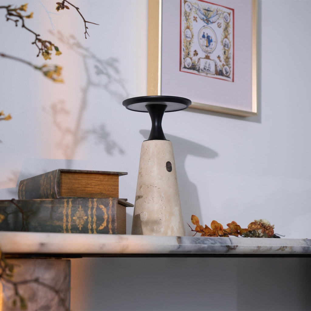 Lampe à poser moderne Toralv en Travertin jaune et noir