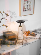 Lampe à poser moderne Toralv en Travertin jaune et noir