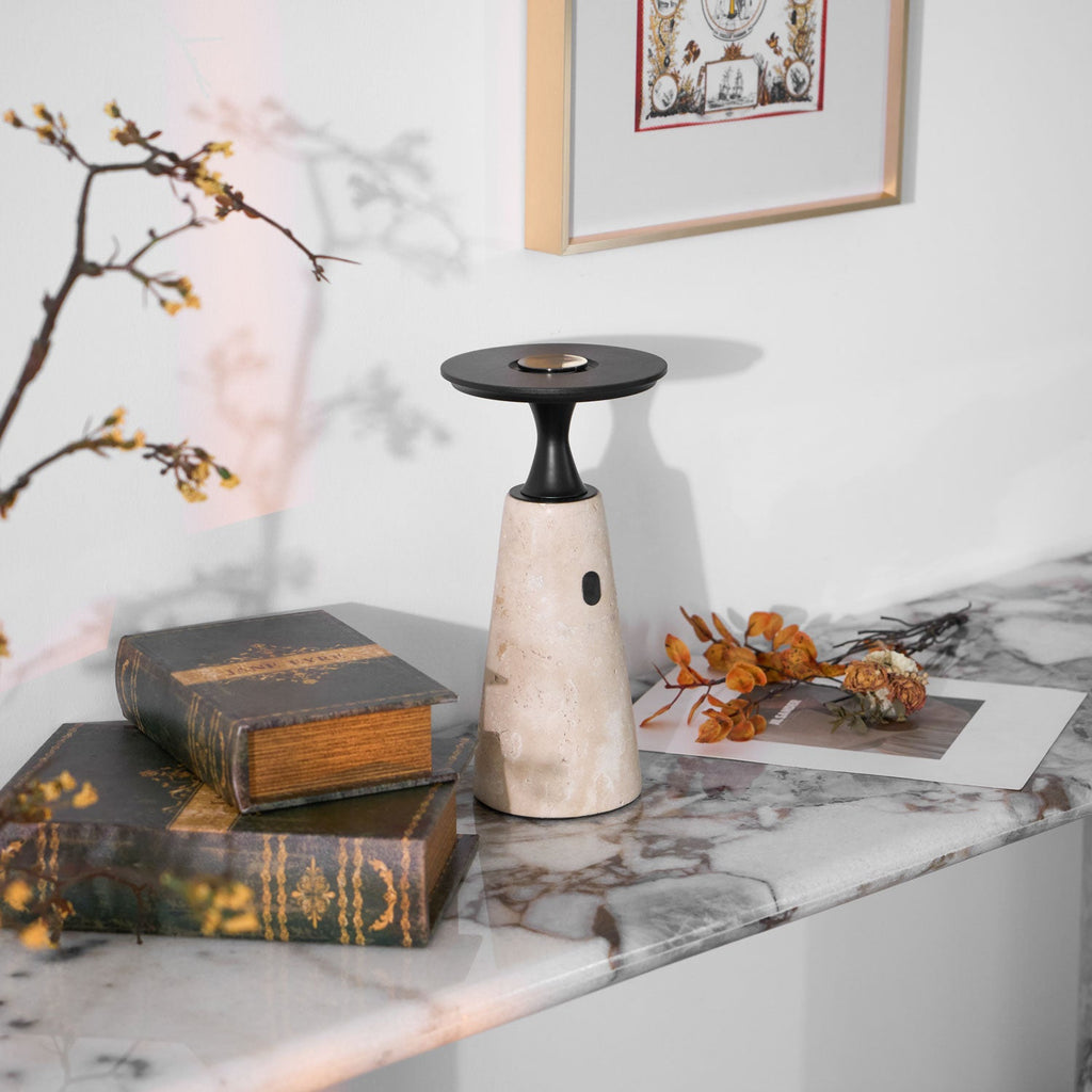 Lampe à poser moderne Toralv en Travertin jaune et noir