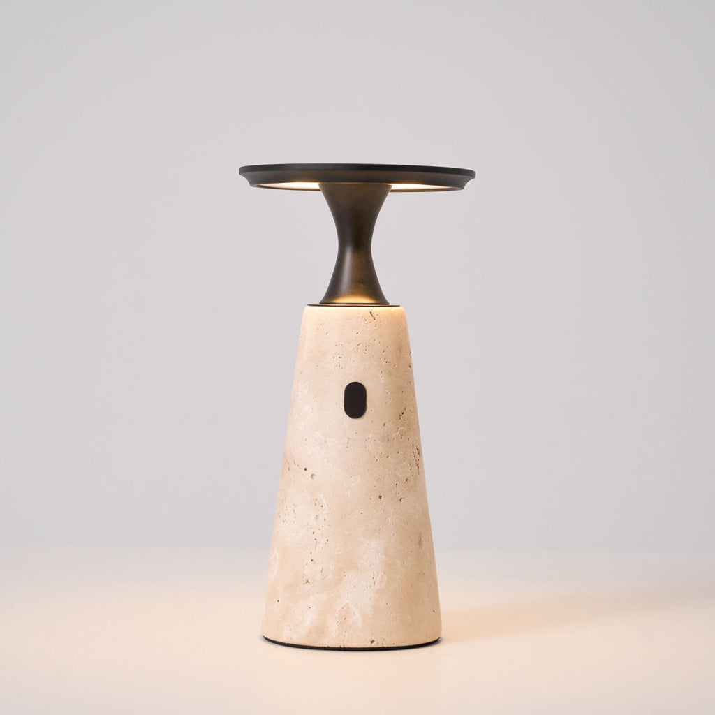 Lampe à poser moderne Toralv en Travertin jaune et noir