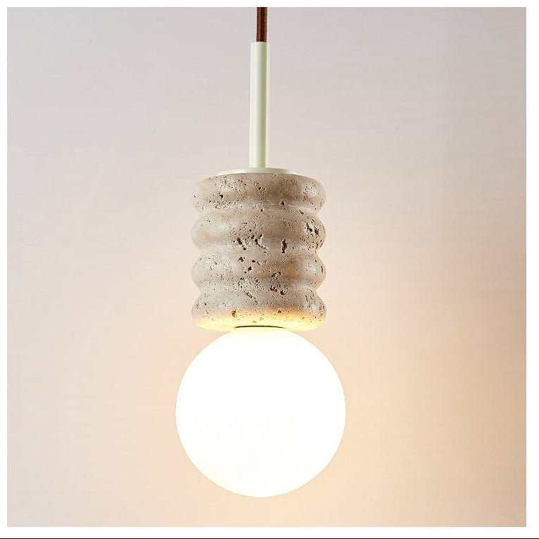 Suspension moderne Magni en pierre Travertin jaune et blanc