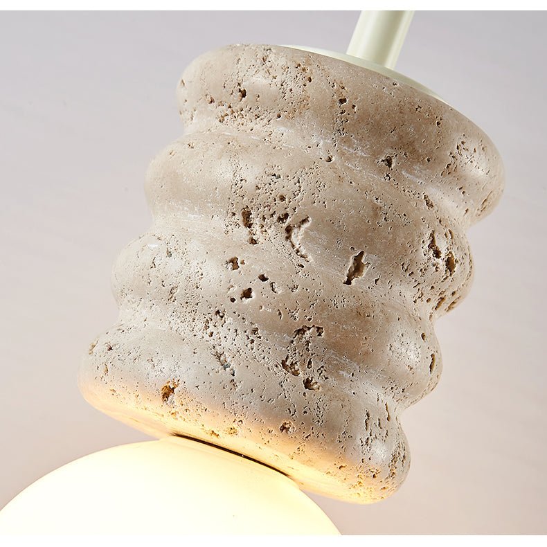 Suspension moderne Magni en pierre Travertin jaune et blanc