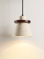 Suspension moderne Toralf en Noyer et travertin jaune