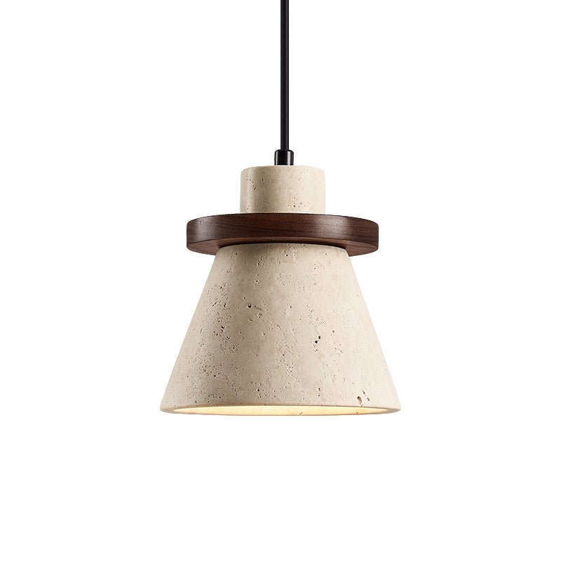 Suspension moderne Toralf en Noyer et travertin jaune
