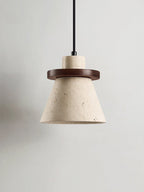 Suspension moderne Toralf en Noyer et travertin jaune
