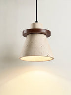 Suspension moderne Toralf en Noyer et travertin jaune