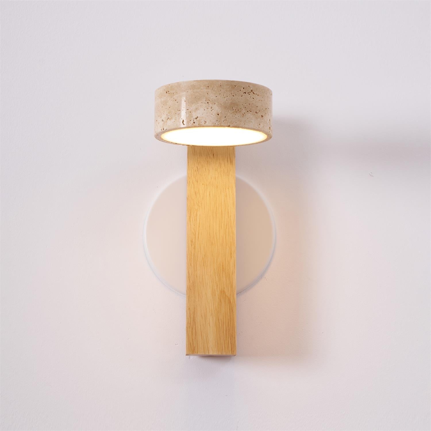 Applique murale moderne Haagen en Bois et travertin jaune