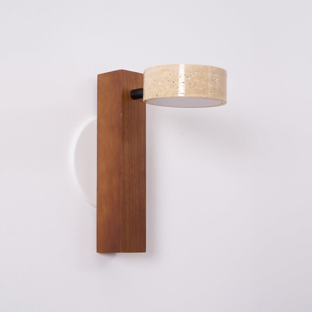 Applique murale moderne Haagen en Noyer bois et travertin jaune