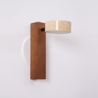 Applique murale moderne Haagen en Noyer bois et travertin jaune