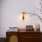 Applique murale moderne Haagen en Noyer bois et travertin jaune