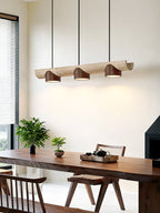 Suspension moderne Grafton en Travertin jaune et noyer