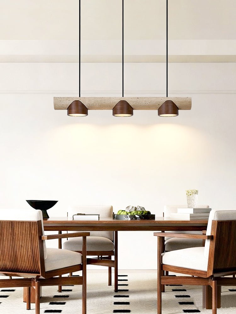 Suspension moderne Grafton en Travertin jaune et noyer