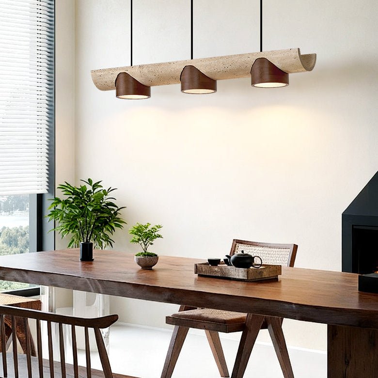 Suspension moderne Grafton en Travertin jaune et noyer