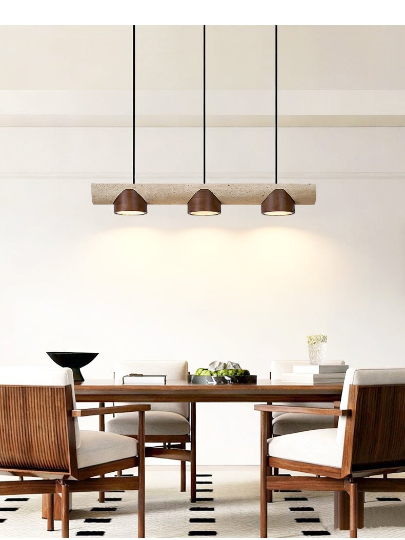 Suspension moderne Grafton en Travertin jaune et noyer